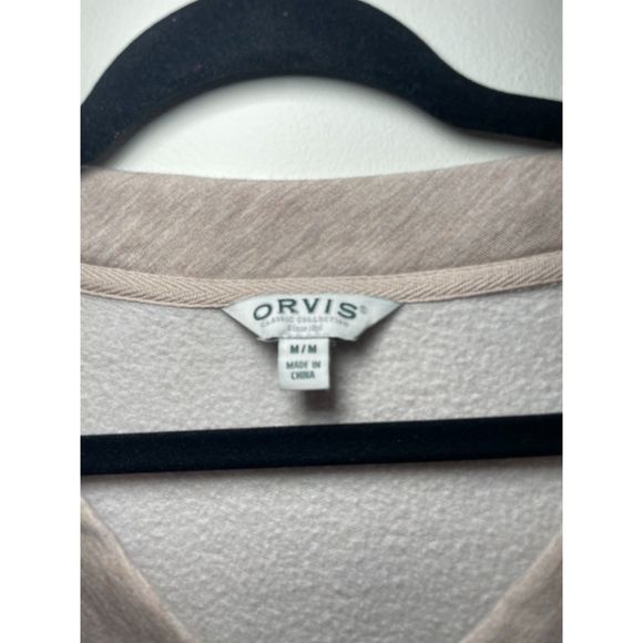 Women's ORVIS V-Neck Sweatshirt Size M - Soft - Color is Taupe / Beige - Picture 3 of 4